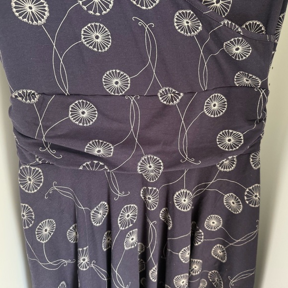 Effie’s Heart Summer Midi Dress Large Black Navy Floral Stretch Faux Wrap - Picture 4 of 14